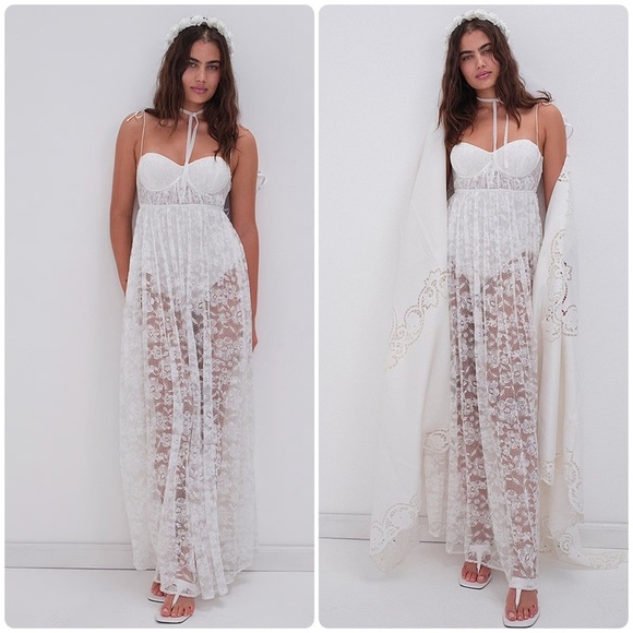 NEW! For Love & Lemons Lorena Maxi Dress - Picture 1 of 16
